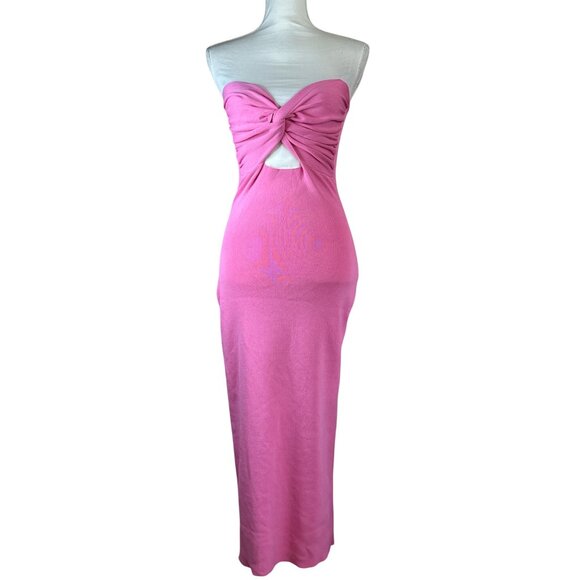 SNDYS Maia Dress in Pink Medium New Womens Strapless Knit Midi - Picture 4 of 10